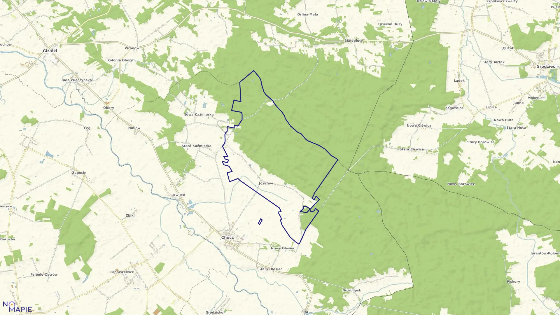 Mapa obrębu JÓZEFÓW w gminie Chocz