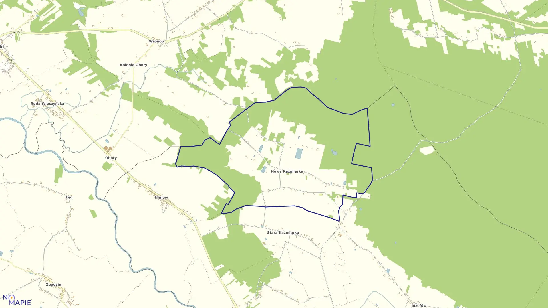 Mapa obrębu NOWA KAŹMIERKA w gminie Chocz